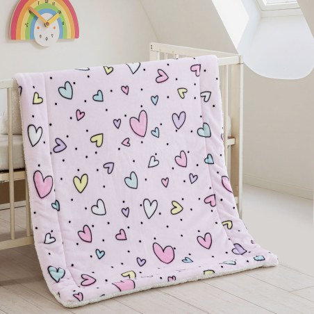 Κουβέρτα Fleece Αγκαλιάς Rythmos Happy Hearts 80x110