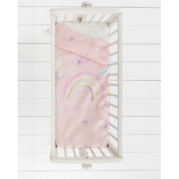 Σετ Σεντόνια Λίκνου 2 Τεμαχίων Nima Rainbow Love 70x110