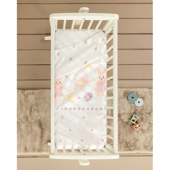 Σετ Σεντόνια Λίκνου 2 Τεμαχίων Nima My Little Bunny 70x110