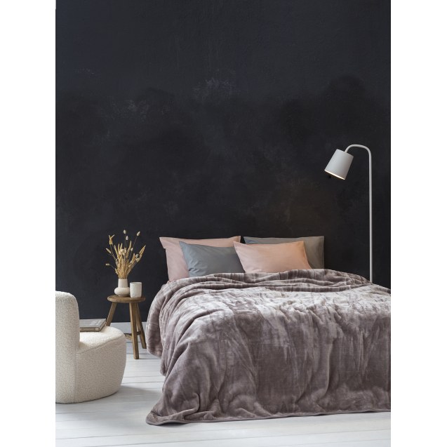 Κουβέρτα Βελουτέ Ημίδιπλη Nima Cigar Beige 180x220