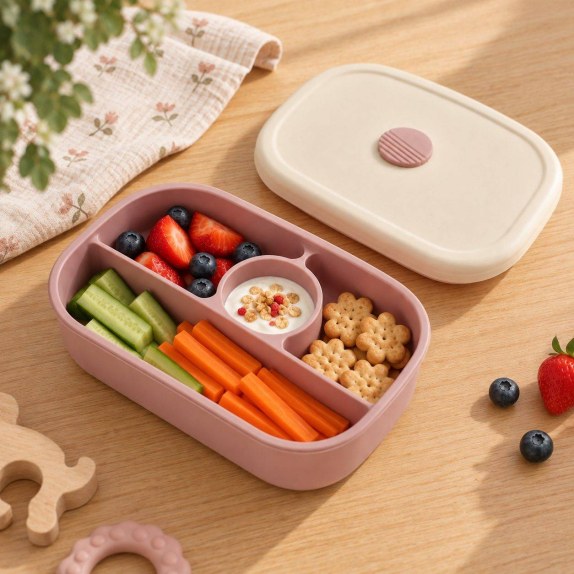 ABO Lunch Box Σιλικόνης Mε Καπάκι Ροζ  LB001-22