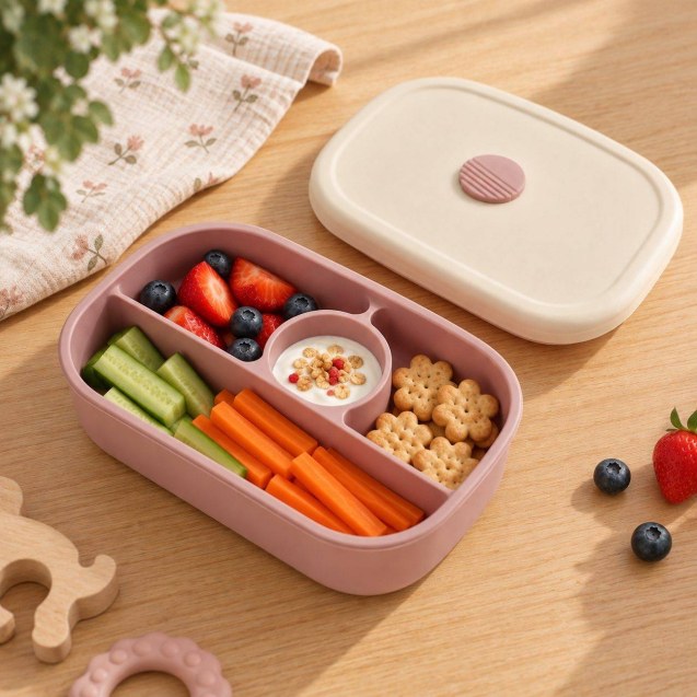 ABO Lunch Box Σιλικόνης Mε Καπάκι Ροζ  LB001-22