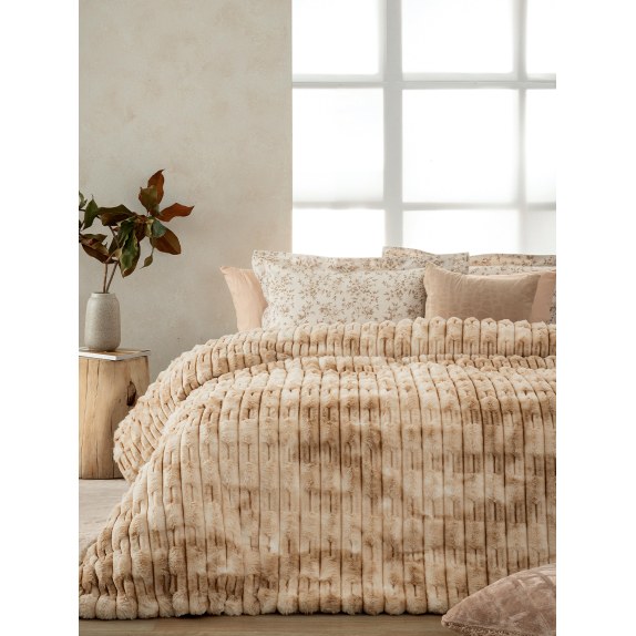 Κουβερτοπάπλωμα Υπέρδιπλο Palamaiki Roza Beige 220x240