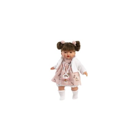Κούκλα 33 cm Καστανή με Ροζ Φόρεμα Llorens Dolls LIO-33166