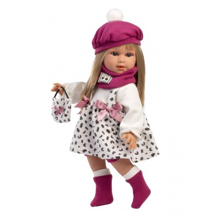 Κούκλα 40 cm με Πουά Φόρεμα και Φούξια Μπερέ Llorens Dolls LIO-54050