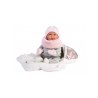 Κούκλα Newborn 42 cm με Ροζ και Λευκά Ρούχα, Καλαθούνα και Λειτουργία Κλάματος Llorens Dolls LIO-74004