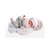 Κούκλα Newborn 42 cm με Ροζ και Λευκά Ρούχα, Καλαθούνα και Λειτουργία Κλάματος Llorens Dolls LIO-74004