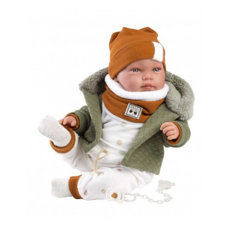 Κούκλα Νεογέννητο Αγόρι 42 cm με Γκρι Ζακέτα Llorens Dolls LIO-84465
